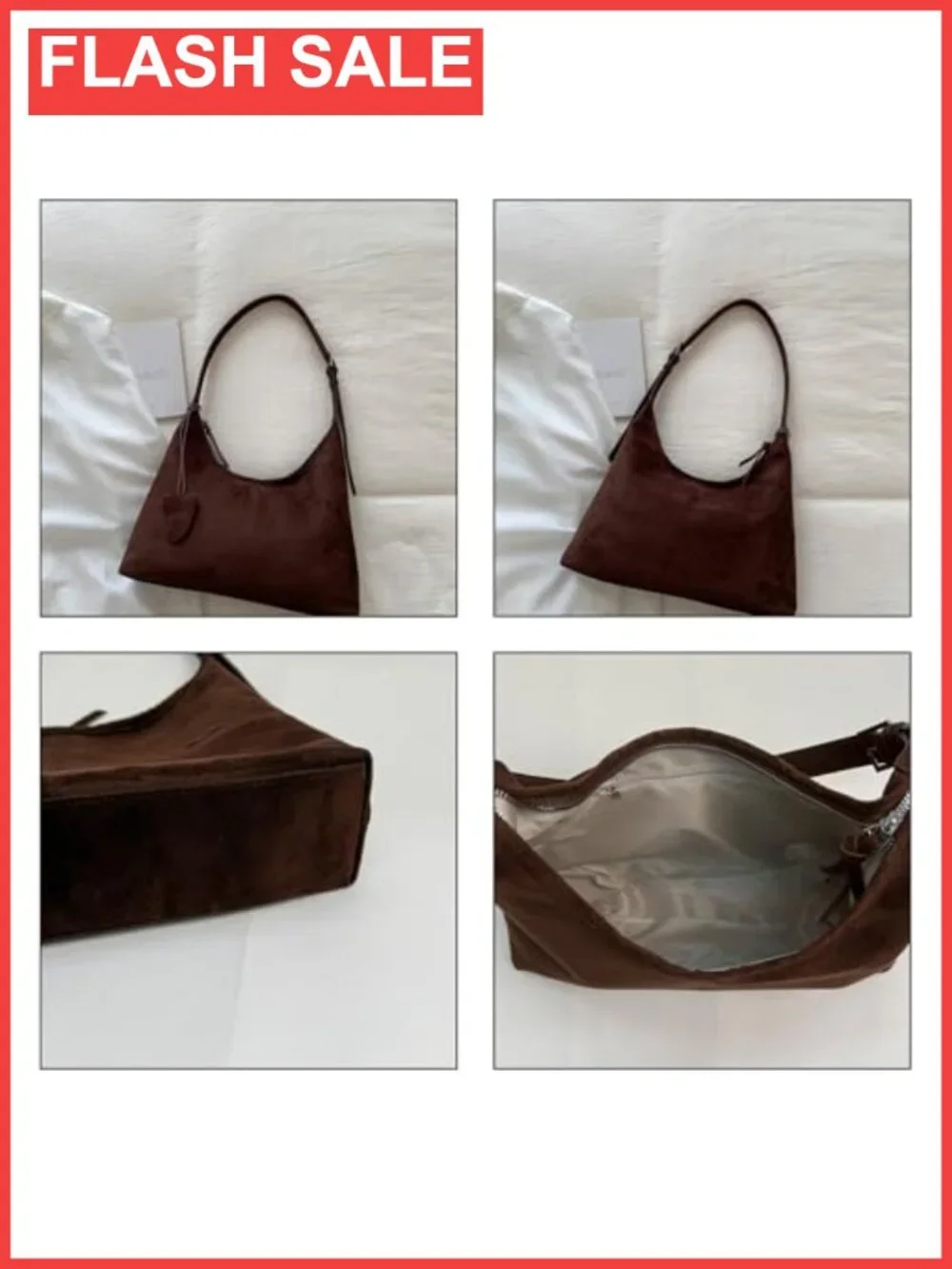 Faux Suede Hobo Bag Slouchy Tote Purse Adjustable Strap Work Travel